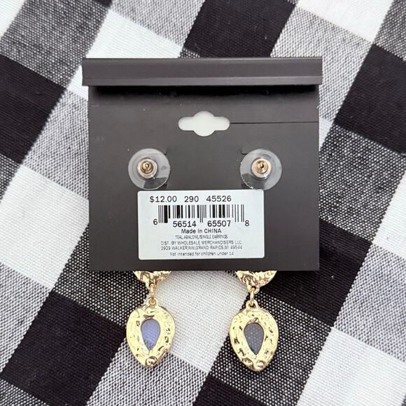 New Massini Gold Tone Faux Stone Earrings (2.25”) - Picture 3 of 3